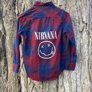KIDS NIRVANA Flannel Shirt 14/16. Plaid Upcycled